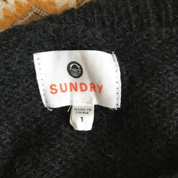 Sundry Lightning Bolt⚡️Embroidered Sweater Wool Mohair Size 1/ Small. - Picture 9 of 11